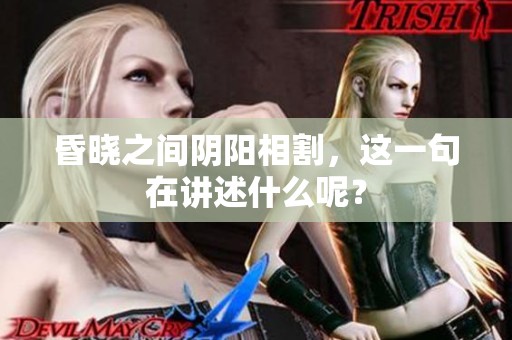 昏晓之间阴阳相割，这一句在讲述什么呢？
