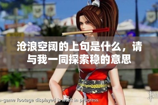 沧浪空阔的上句是什么，请与我一同探索稳的意思