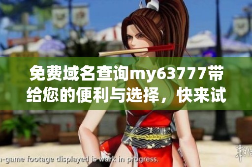 免费域名查询my63777带给您的便利与选择，快来试试这一服务吧！