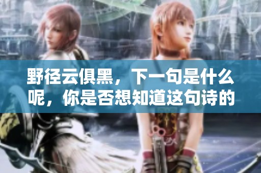 野径云俱黑，下一句是什么呢，你是否想知道这句诗的深意呢