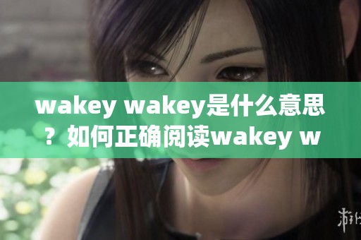 wakey wakey是什么意思？如何正确阅读wakey wakey的解释与用法分析