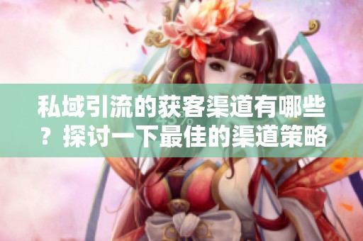 私域引流的获客渠道有哪些？探讨一下最佳的渠道策略与方法。