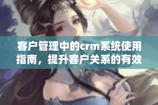 客户管理中的crm系统使用指南，提升客户关系的有效性与管理效率