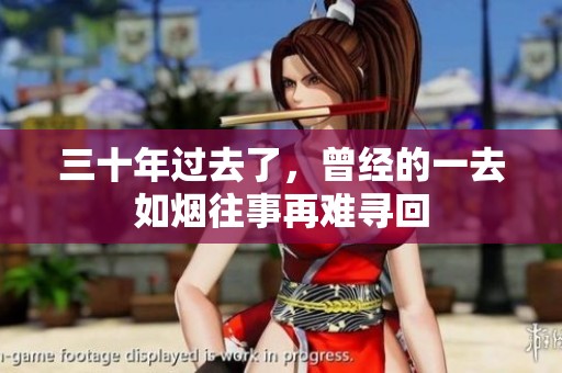 三十年过去了，曾经的一去如烟往事再难寻回